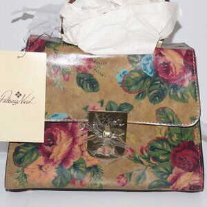 Patricia Nash Chauny Leather Satchel Victorian Garden Brown Vintage